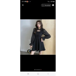 Đầm thun đen sang trọng, dáng xòe sz M, like new.