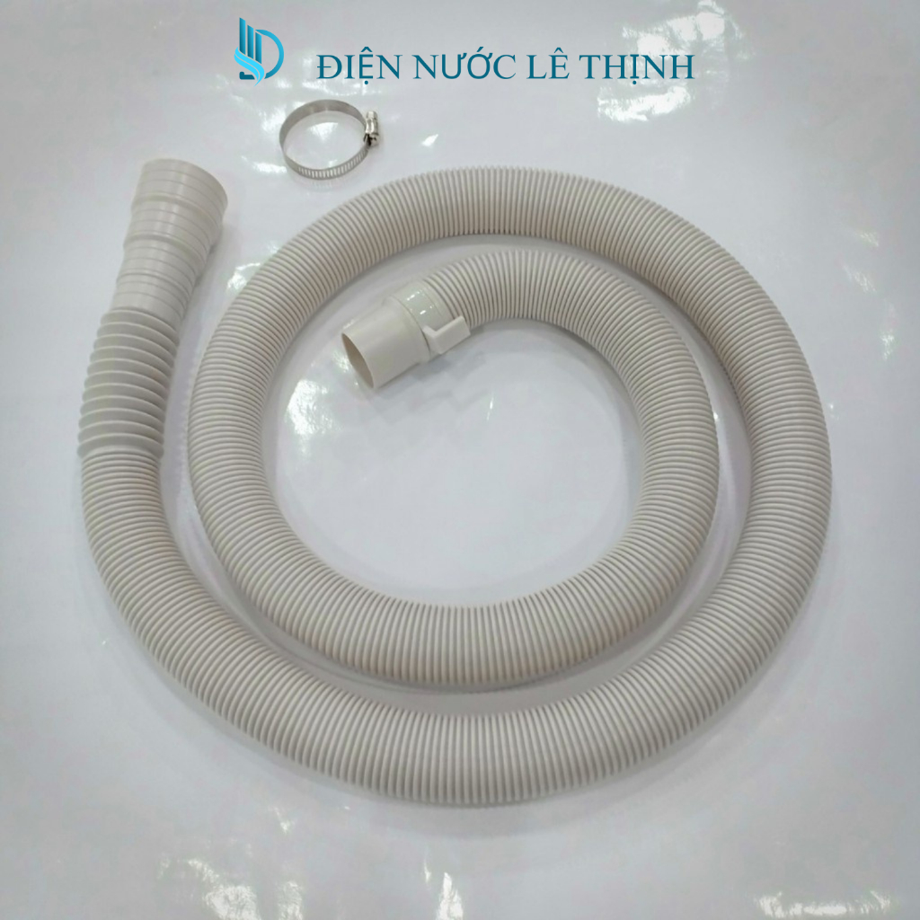 Ống thoát nước máy giặt 1.2/2M có thể co giãn, có kèm cổ dê inox
