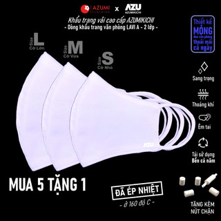 Khẩu trang vải 3D 2 lớp màu trắng êm tai thoáng khí chính hãng Azumikichi giặt lại được - A2