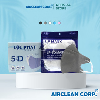 Thùng 100 Chiếc Khẩu Trang 5D Lộc Phát Màu Xám 3 Lớp Kháng Khuẩn
