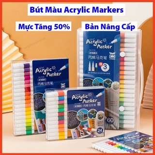 Bút màu Acrylic Marker 12 24 36 48 Màu cao cấp BABYSUN - Bút lông màu họa cụ bút dạ sơn màu màu nước cao cấp 