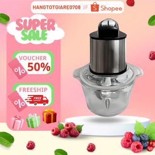 Máy Xay Thịt Đa Năng Công Suất Lớn 300W Cối Thủy Tinh Kèm 4 Lưỡi Dao Siêu Sắc Bén, 3 Nấc Điều Chỉnh Tiện Lợi