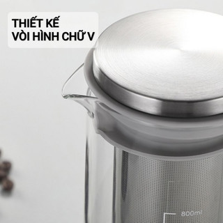 【Rẻ】Bình Pha Cà Phê Cold Brew 800ml Bình ủ cafe cold brew Chất liệu thủy tinh Bình pha trà phin pha coffee bộ lọc inox