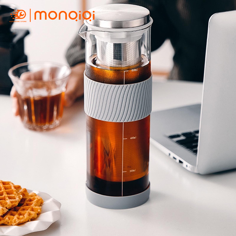 【Rẻ】Bình Pha Cà Phê Cold Brew 800ml Bình ủ cafe cold brew Chất liệu thủy tinh Bình pha trà phin pha coffee bộ lọc inox