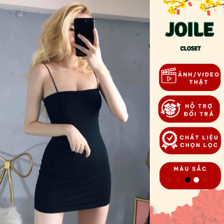 Váy 2 dây sợi bún, đầm 2 dây sợi bún thun ôm body sexy dáng dài, ngắn chất liệu bozip Joie_Closet