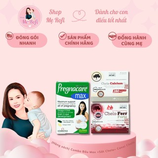 Combo cho Bầu từ 4 tháng Bầu max + Sắt Chela + Canxi Chela bổ sung vitamin cho mẹ bầu - Mẹ Rofi