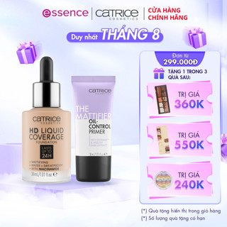 Bộ đôi makeup Catrice kiềm dầu giảm dầu tối ưu kem nền Catrice HD, kem lót Catrice Prime 30ml