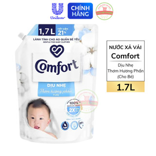 Nước Xả Vải Comfort Dịu Nhẹ Thơm Hương Phấn Cho Quần Áo Bé - Túi 1.7L