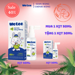 Mua 1 tặng 1, mua xịt vệ sinh răng miệng wetee 50ml tặng 1 xịt vệ sinh răng miệng wetee 30ml cho bé 1 tuổi