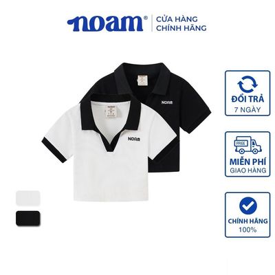 Áo Polo Croptop NOAM Club 100% Cotton - Màu Đen/ Trắng