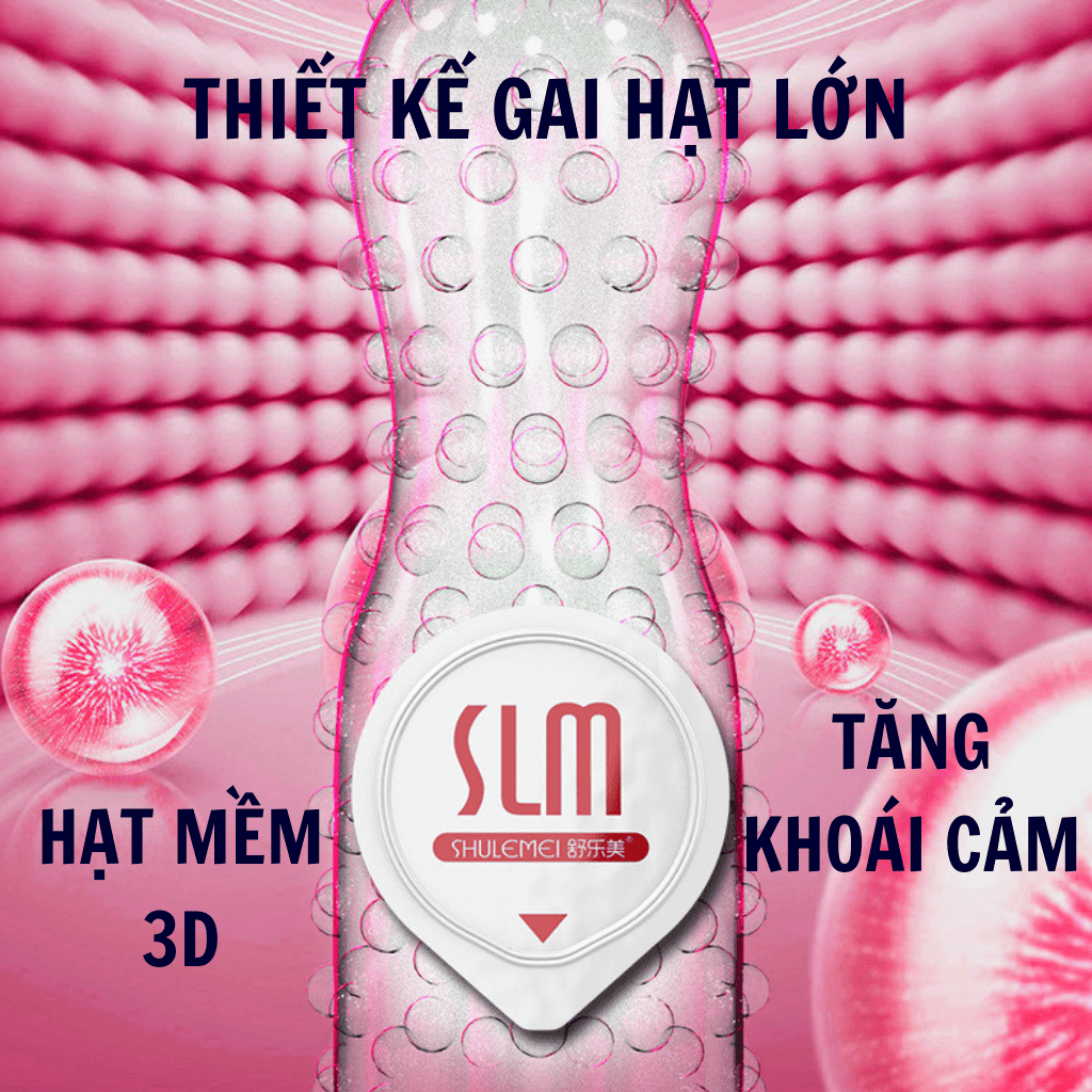 Bao Cao Su Gai Cao Cấp SLM Siêu Mỏng 001mm, Nhiều Gel Bôi Trơn - Hộp 10 BCS