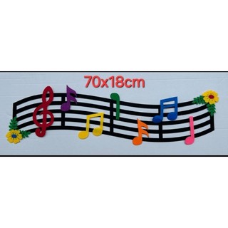 Khuông nhạc, nốt nhạc nỉ trang trí góc âm nhạc KT 70x18