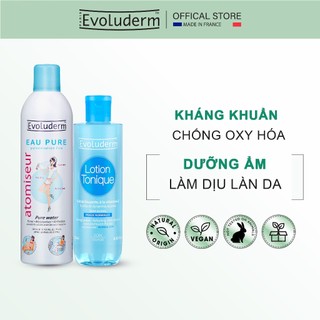 Bộ sản phẩm dưỡng ẩm và chăm sóc da Xịt khoáng Evoluderm 400ml + Nước hoa hồng dành cho da thường 250ml