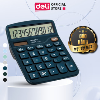 Máy Tính Cầm Tay Để Bàn 12 Số Deli Chất Lượng Cao - Màn Hình LCD - Dùng Cho Văn Phòng - Bảo Hành 3 Năm