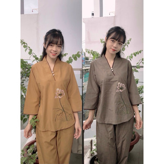 Đồ Lam Đi Chùa# Mẫu Hoa Nút Ngọc