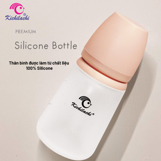 Bình sữa silicon kichilachi, bình sữa cho bé, cổ rộng, chất liệu silicon siêu nhẹ 160ml/260ml