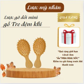 Lược chải tóc mini lược gỡ rối gỗ Tre massage da đầu giúp tóc bồng bềnh suôn mượt