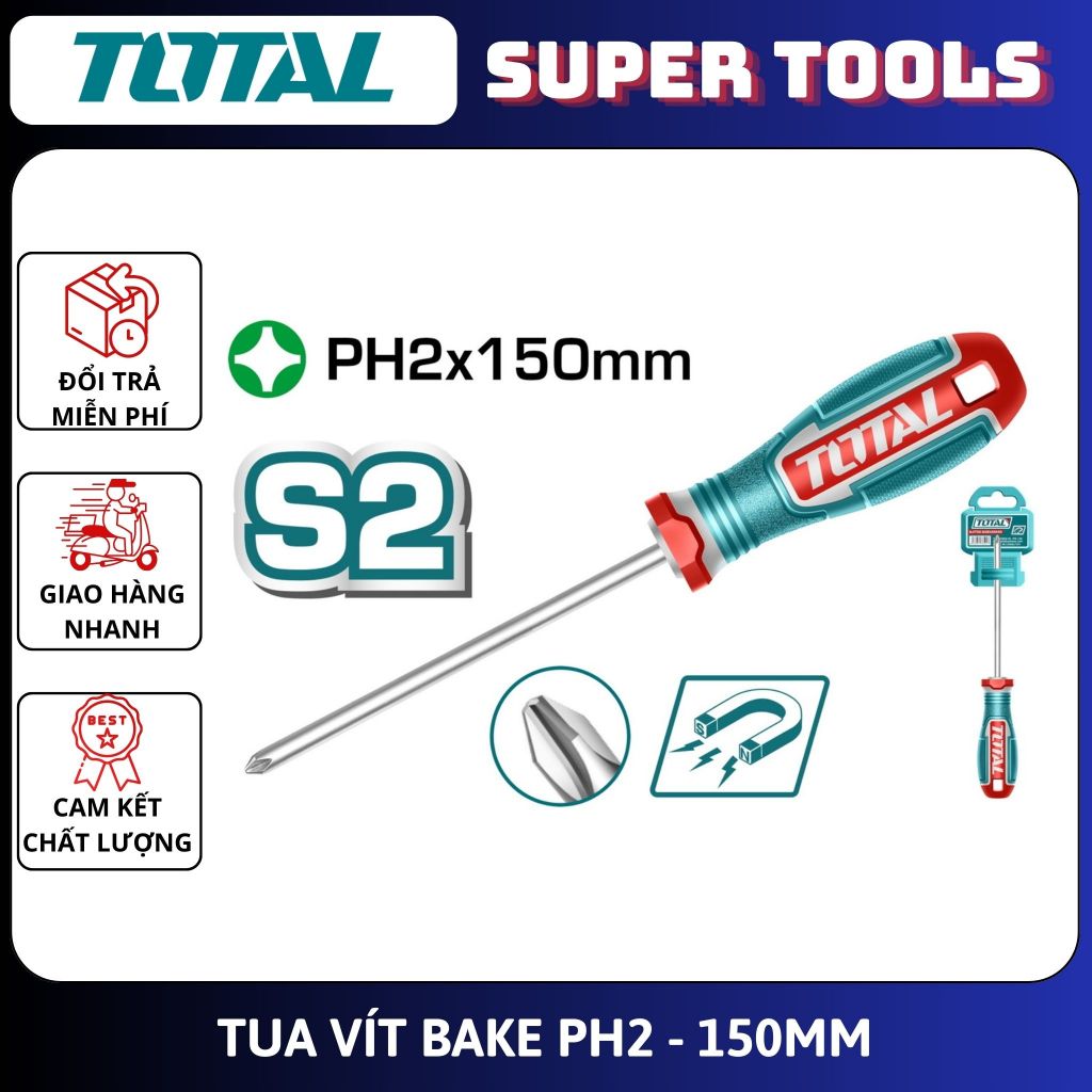 ĐỒ NGHỀ TOTAL Tua vít bake  (PH2- 150mm) TSDPH2150