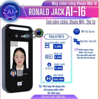 [AI16] máy chấm công khuôn mặt AI -16, chấm công bằng Face và thẻ từ, chấm cực nhạy,wifi tốc độ cao, dể sử dụng