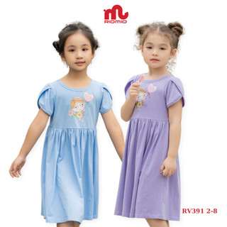 Váy mùa hè RIOMIO tay bồng in hình chất liệu cotton mềm mát cho bé 2-8 tuổi RV391