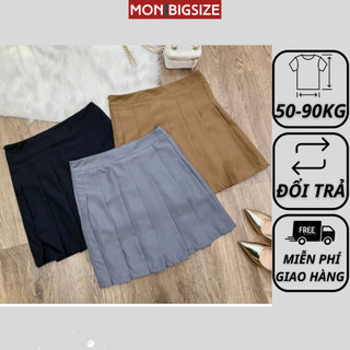 Chân váy bigsize nữ đi chơi sang chảnh kiểu tennis xếp ly lưng âu vải cotton MON big size 50 - 90kg