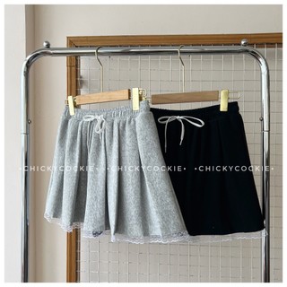 Chân váy viền ren thắt nơ