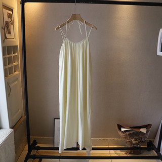 Váy 2 dây dáng xuông phối dây buộc cổ chất đũi mềm-LADY.clothing