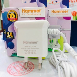 Sạc Liền Dây Hammer Dòng Điện 1A có đèn Led , Chuôi Micro - Hàng Chính Hãng