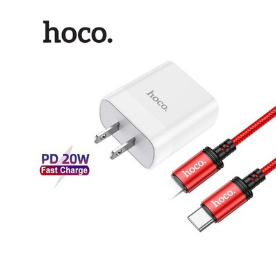 Bộ sạc nhanh Hoco C76 kèm dây X89 PD20W, hỗ trợ sạc nhanh 3A chân dẹt ,dài 1m dùng cho 11/12/13