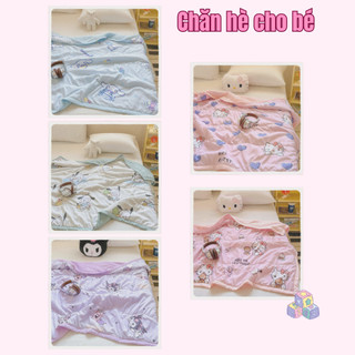Chăn hè cho bé, mền cho bé đi học, chăn cotton đũi hello kitty, kuromi dễ thương mềm mại cho bé