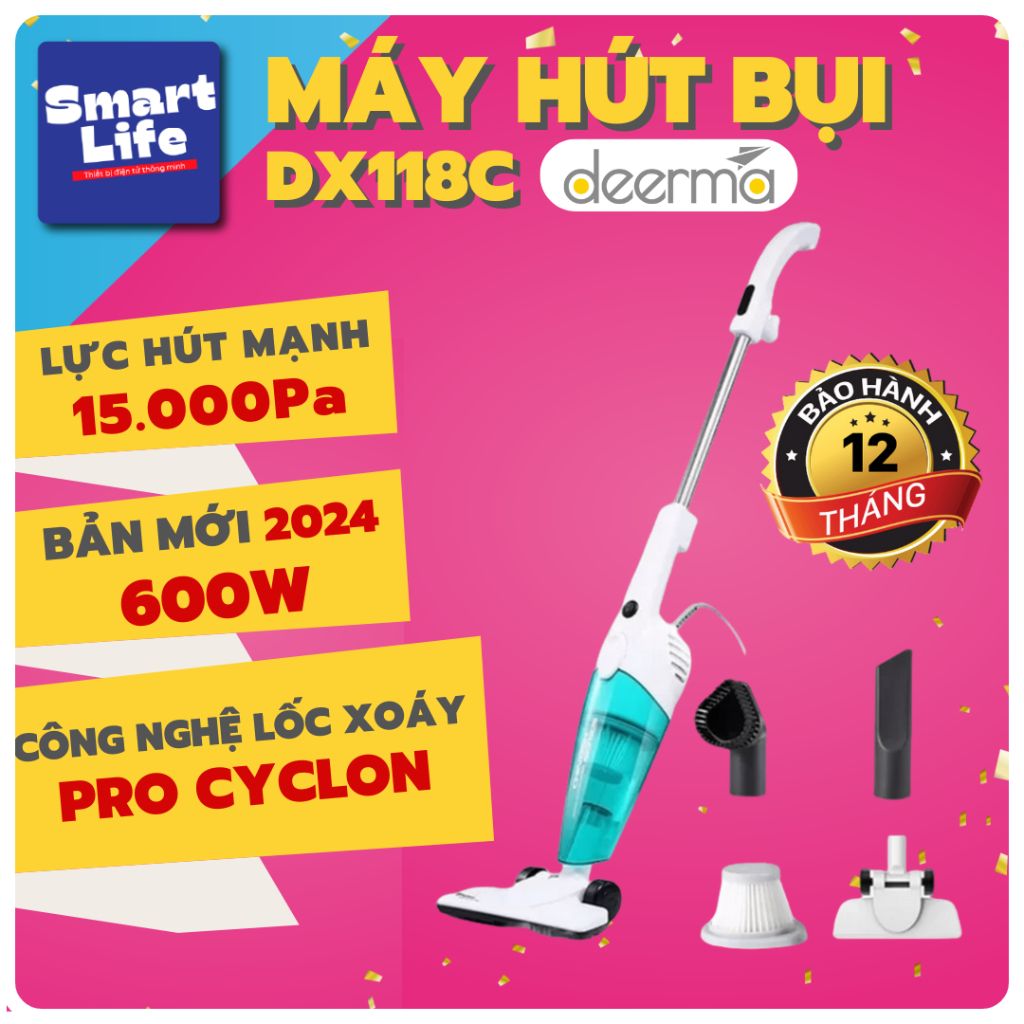 [HỎA TỐC] BẢN MỚI Máy Hút Bụi Cầm Tay Deerma DX118C – BH 12 Tháng – Bản mới 2024