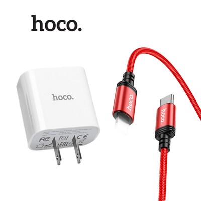 Bộ sạc nhanh PD20W Hoco C76 kèm dây X89 PD20W chân dẹt ,dài 1m dùng cho 10/11/12