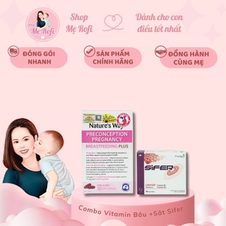 Combo Bầu 3 tháng đầu Vitamin Tổng Hợp Nature's Way Pregnancy Plus 30 Viên+Sắt Sifer 30g