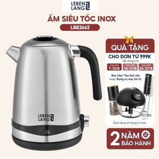 Ấm đun siêu tốc LEBENLANG LBE2662 bằng inox, điều khiển nhiệt độ, bảo hành đổi mới trong 2 năm