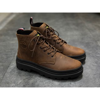 Giày Palladium chính hãng nam nâu đỏ da vải không hộp