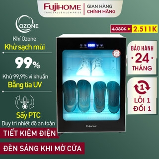 Máy sấy giày khử mùi Ozone-UV FUJIHOME 68 Lít, Tủ sấy khô đựng giày đa năng khử mùi hôi quần áo