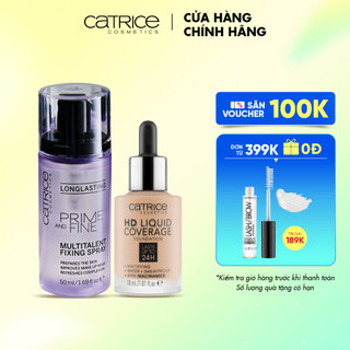 Bộ đôi kem nền xịt khóa nền Catrice Prime tạo độ mịn màng da mướt ăn phấn 50ml