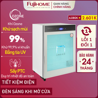 Máy sấy bát đĩa khử khuẩn UV & Ozone FUJIHOME 68 Lít, tủ sấy khô đựng chén đũa khử trùng bình sữa