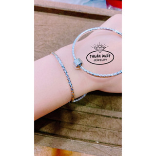 Vòng Tay Nữ V019 Charm Cắt Máy Đeo Tay Dễ Thương Trang Sức Bạc Ý Xi Kim Sáng Chiếu - Bạc Thuận Phát