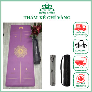  Thảm tập cao su non Pu cao cấp định tuyến kẻ chỉ vàng chống trơn trượt 5mm thấm mồ hôi