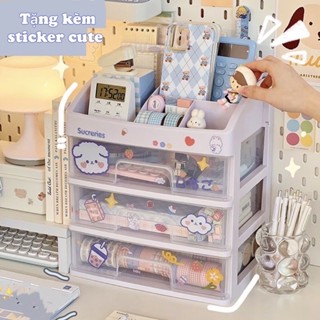 Kệ Đựng Mỹ Phẩm Nhựa 4 Tầng Để Bàn Tặng Kèm StickerFREESHIP Khay Đựng Đồ Trang Điểm Nhiều Ngăn Chắc Chắn