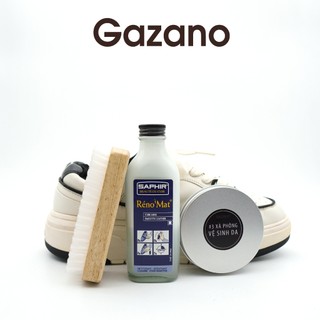 #34 Combo vệ sinh giày thể thao, giày trắng GAZANO 3 món: Renomat, xà phòng, bàn chải nilon