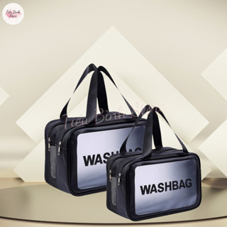  Túi đựng mỹ phẩm Washbag 2 ngăn túi đựng đồ cá nhân du lịch chất liệu PVC + da PU chống thấm nước 
