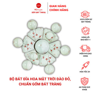 Bộ hoa mặt trời - bộ thờ cúng - đào đỏ bát tràng