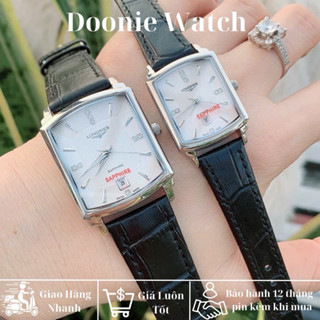 Đồng Hồ LNGIES Thời Trang Cặp Đôi Nam Nữ, Nhiều Màu + Mẫu Unisex, Dây Da Cá Sấu Cao Cấp, Mặt Vuông Saphiere Chống Trầy