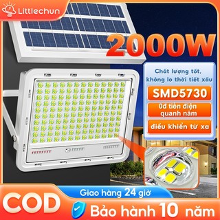 Đèn năng lượng mặt trời 2000W siêu sáng cảm biến thông minh chống chói mới nâng cấp đèn năng lượng mặt trời nhôm đúc