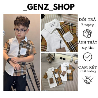 Áo Sơ Mi Cộc Tay Cho Bé Trai Mùa Hè Mix Viền Ngực Lên Dáng Chuẩn Boy Phố Hàng Cao Cấp Loại 1