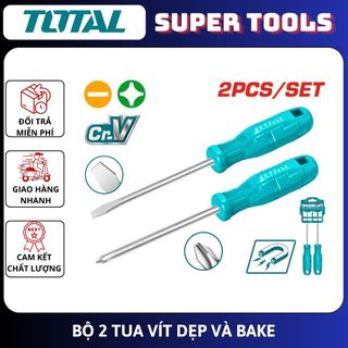 Đồ nghề total bộ 2 tua vít dẹp và bake thtdc250201