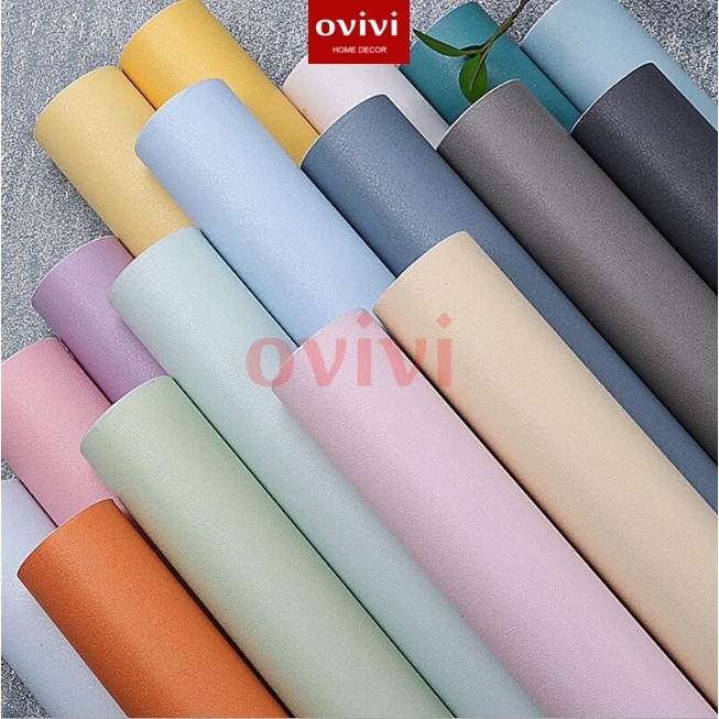 10m Giấy dán tường một màu [GIÁ Sỉ] - 10m decal dán tường màu trơn có keo sẵn thời thượng