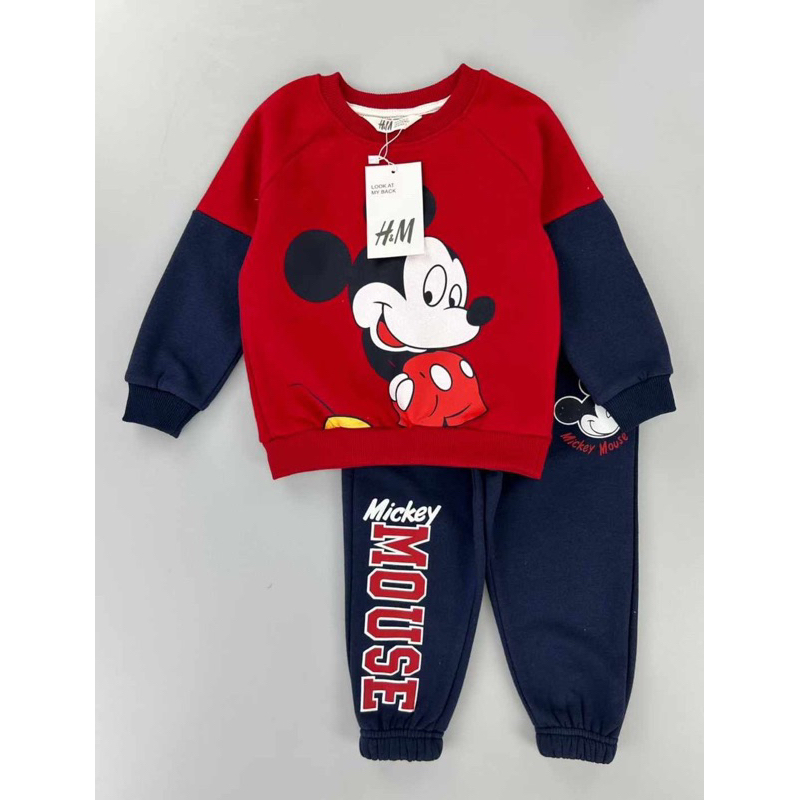 Bộ nỉ Micky đỏ bé trai bé gái